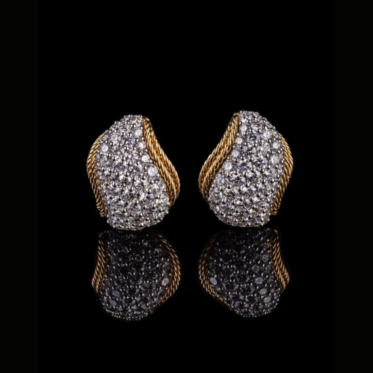 Ginevra, Gold and diamond earrings